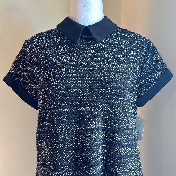 NWT - Maison Jules - Peter Pan Collar Black Dress - Tweed-like material - M - Picture 4 of 13